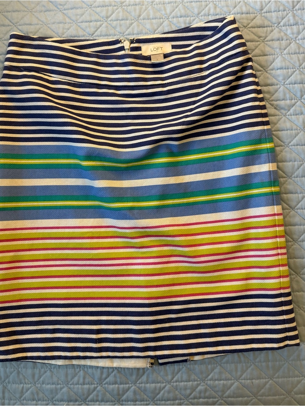 LOFT Navy Multicolor Striped Pencil Skirt